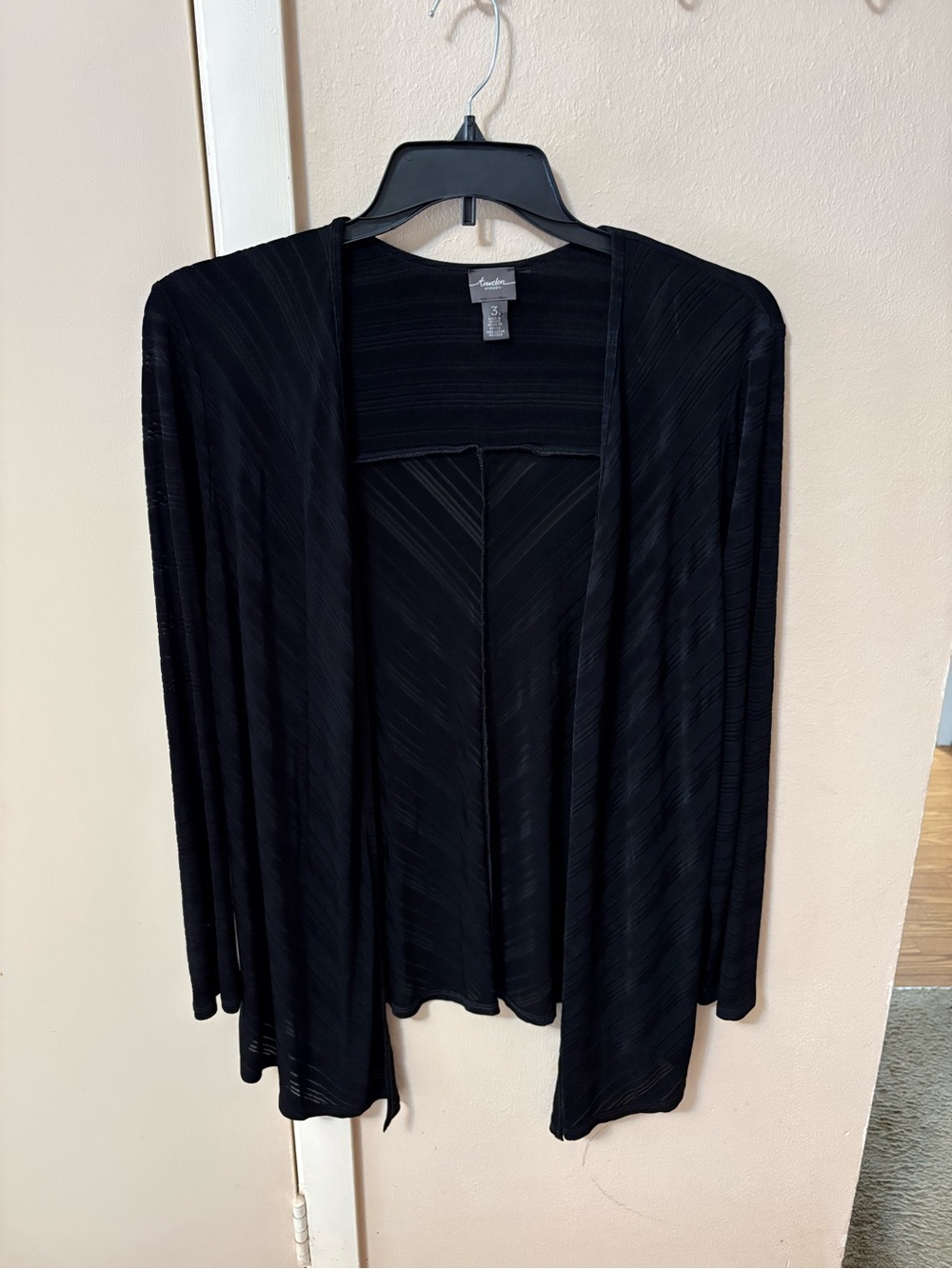 Chicos Travelers Black Open Cardigan Sz 3 Sz XL
